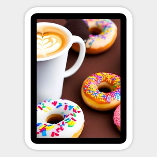 Colorful Coffee and Donut Coffee Breaks Sticker